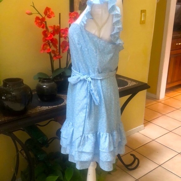 Lilkely Charlotte Ruffled Women’s Blue Belted Mini Dress Sz 12 NWT - Picture 9 of 16